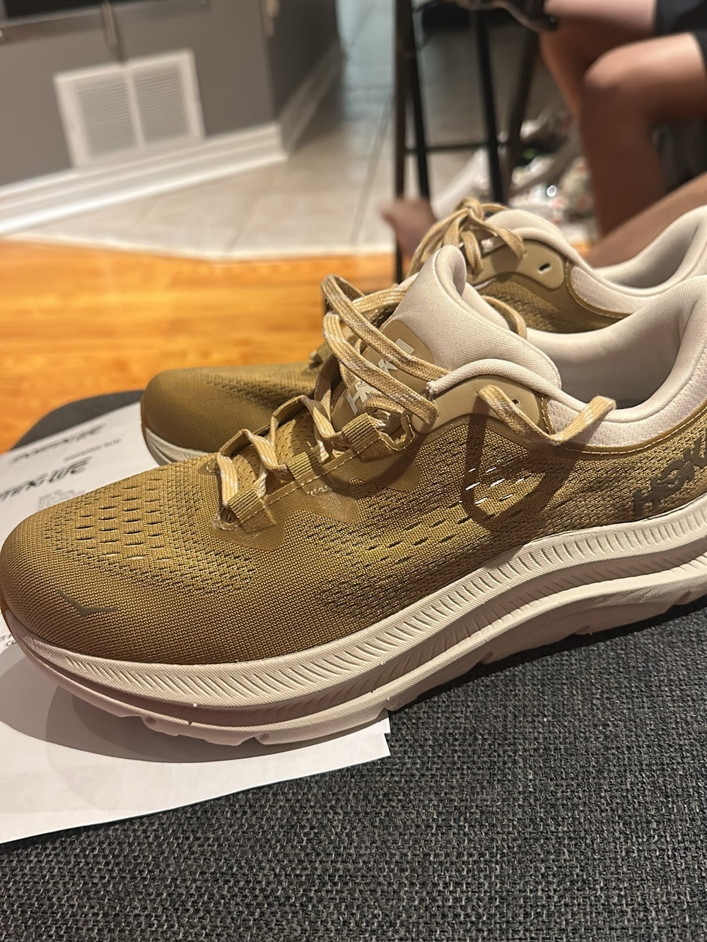 Brand new Hoka men kawana 2 Olive/Tan Cushioned Running Shoes